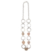 Silver-Plated Long Necklace With Chalcedony Stones