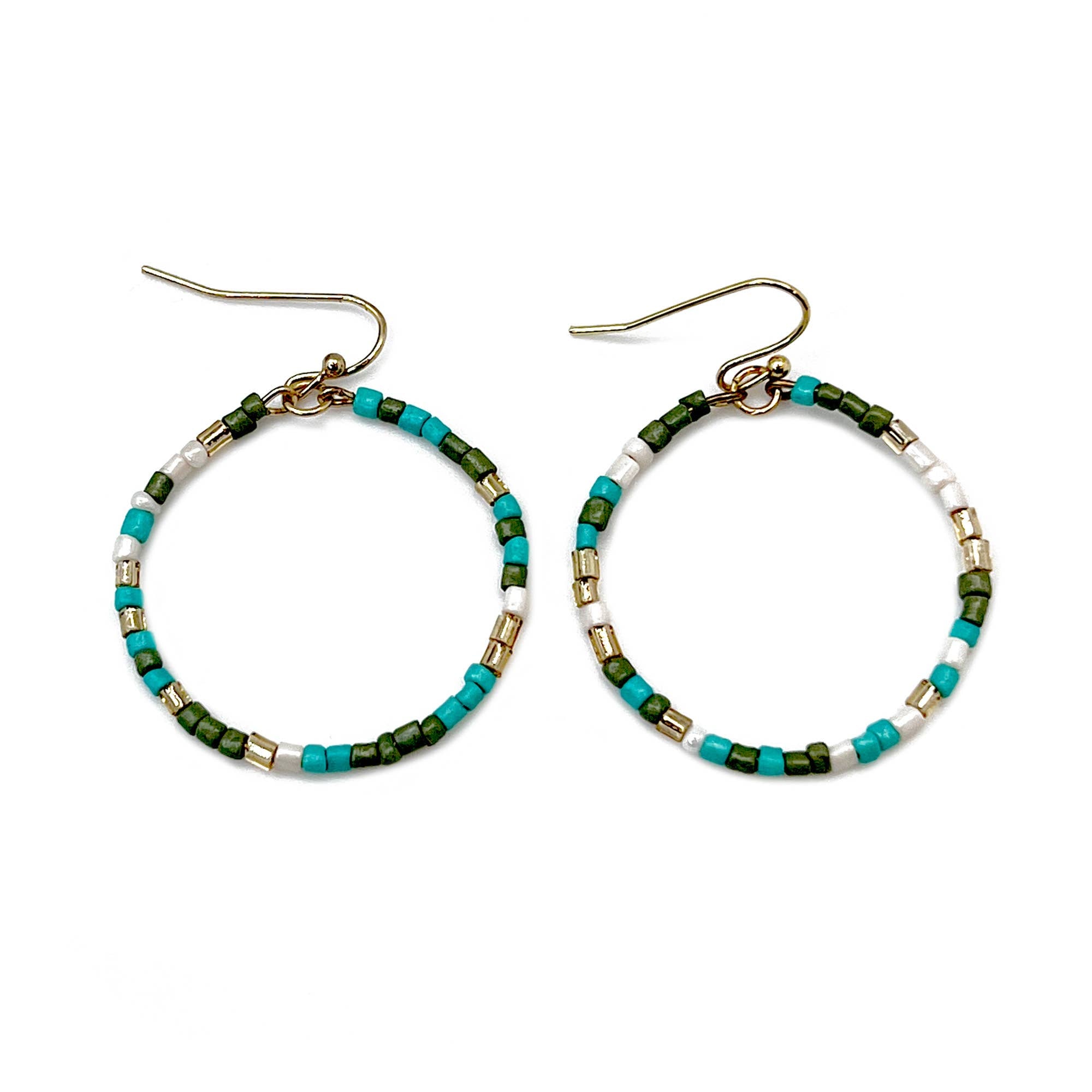 Seed Bead Hoop Earrings - Multiple Color Styles