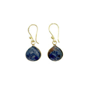 Gold Plated Earrings with Semi-Precious Stone - Sodalite