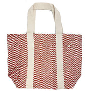 Block Printed Canvas Tote - Rust Chevron