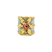 Handcrafted Mixed Metal Flowers Ring