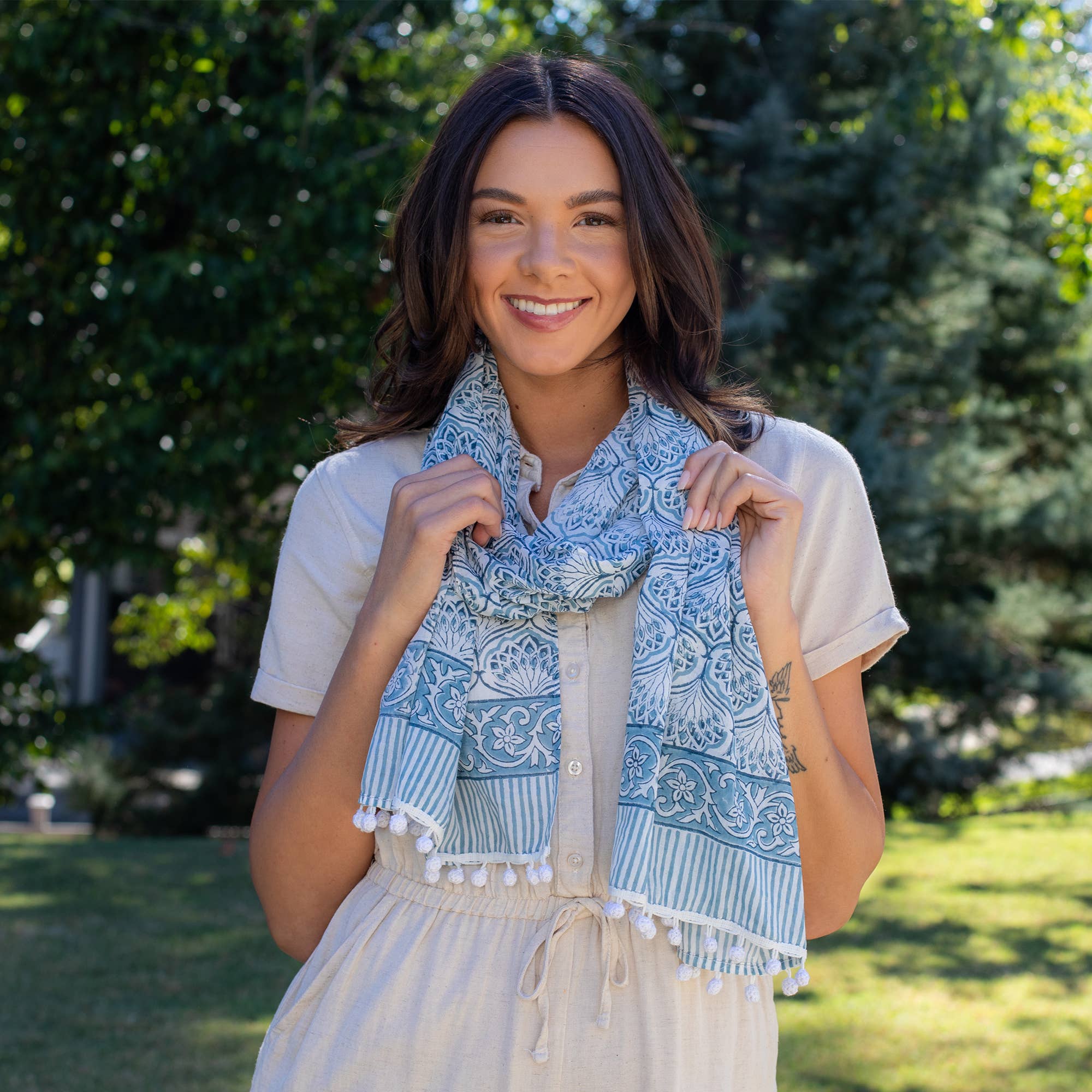Assorted Scarves Prepack - 12 Block-Printed Cotton Scarves