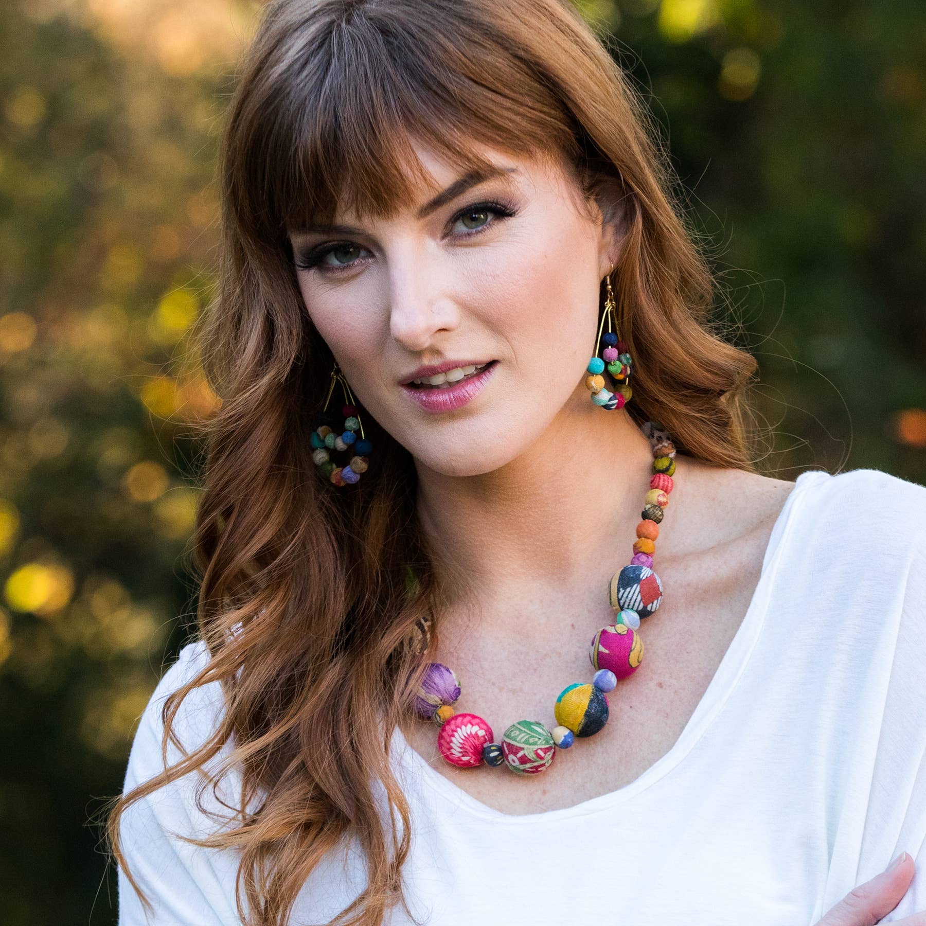 Aasha Spaced Large Beaded Kantha Handcrafted  Necklace