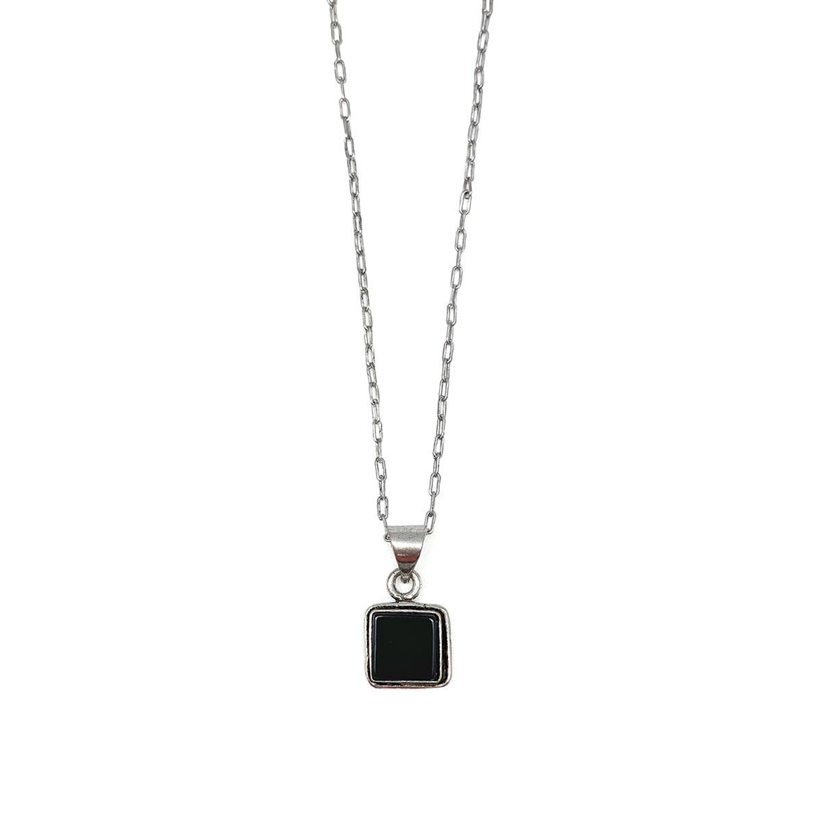 Handcrafted Semiprecious Small Stone Necklace - Black Onyx