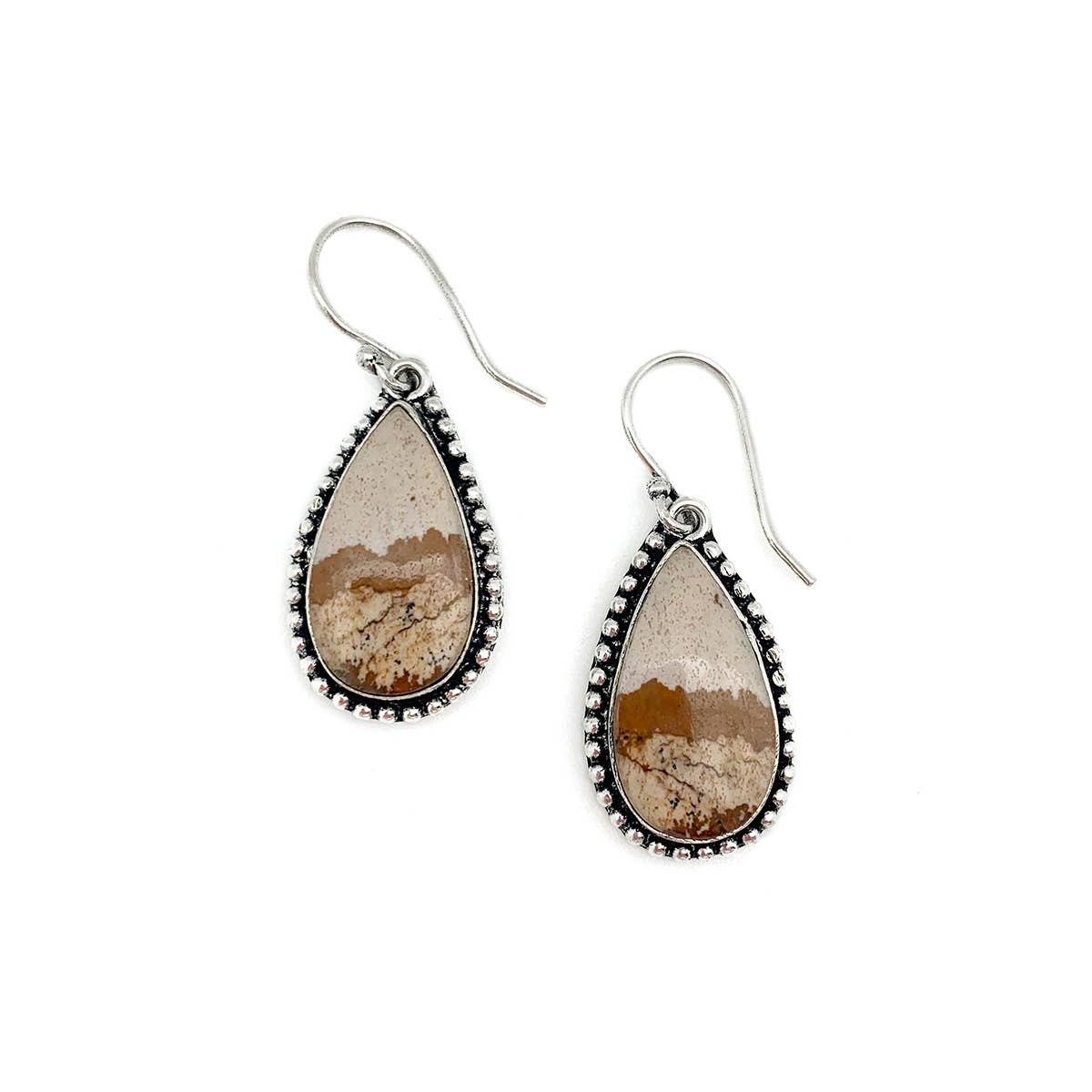 Handcrafted Semiprecious Stone Earrings - Picture Jasper