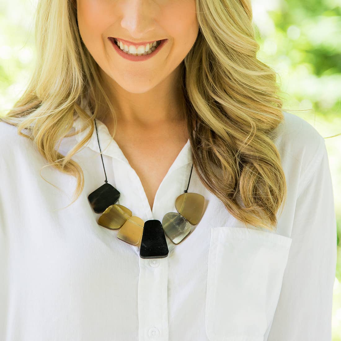 Omala Collection Necklace - Brown and Tan with Pull Closure