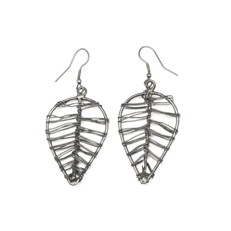 Basketweave Woven Leaf Earrings