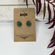 Handcrafted Semiprecious Stone Post Earrings - Malachite
