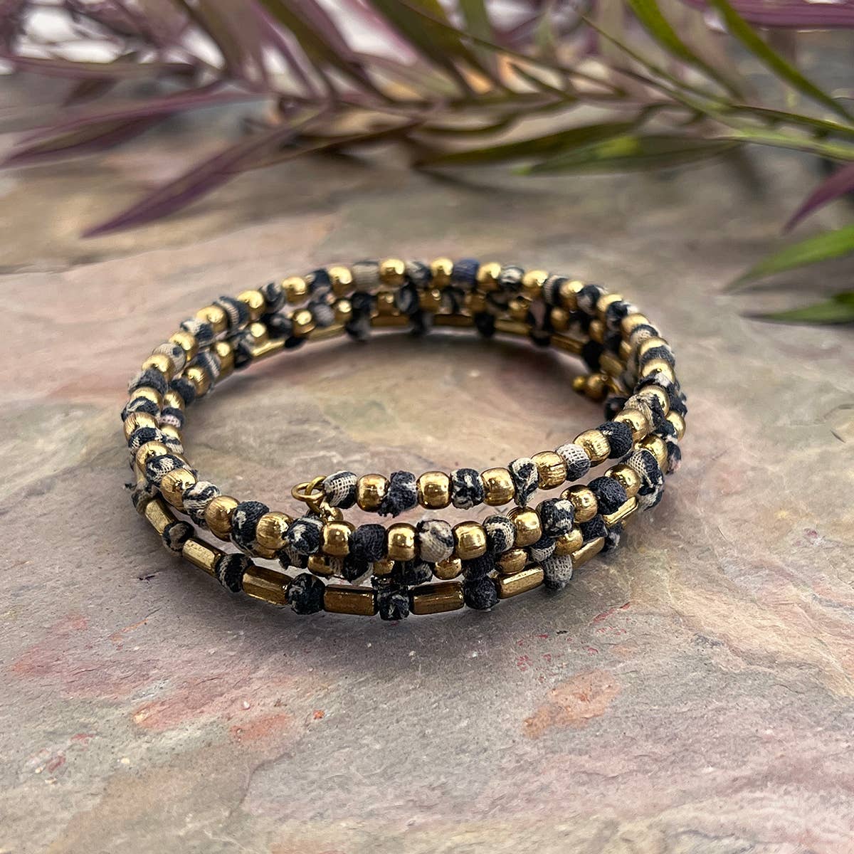 Aasha Chic Monochrome Coil Kantha Handcrafted Bracelet