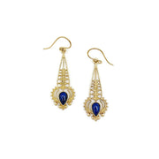 Tanvi Gold-Plated and Lapis Earrings - Ornate Drop