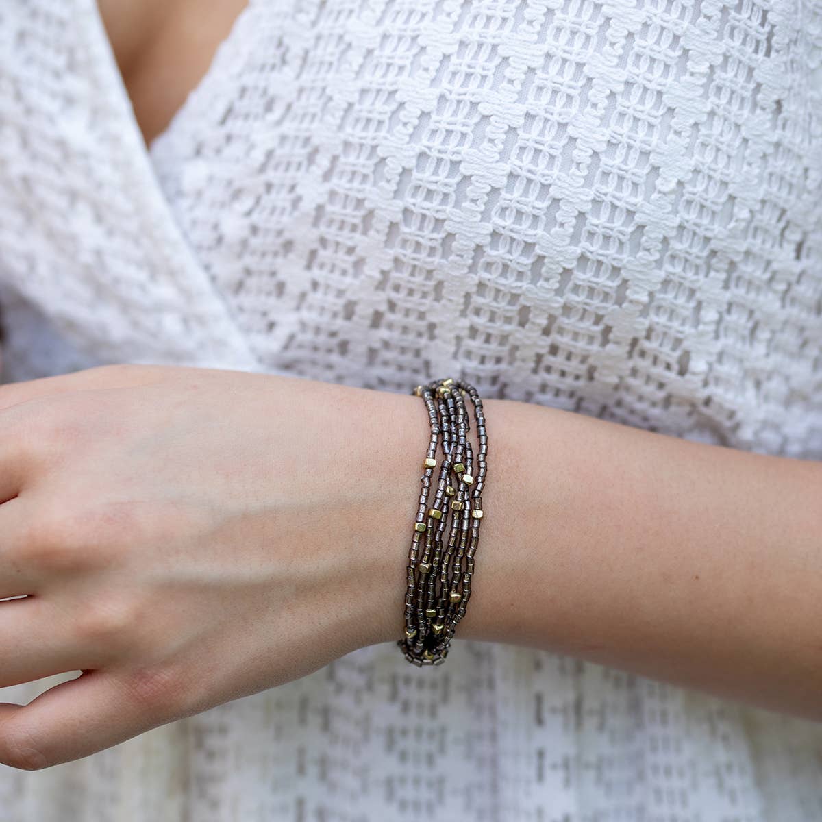 Seed Bead Bracelet Prepack - 6 Stretchy Bracelets & Display