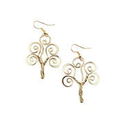 Gold Plated Earrings - Curly Tree