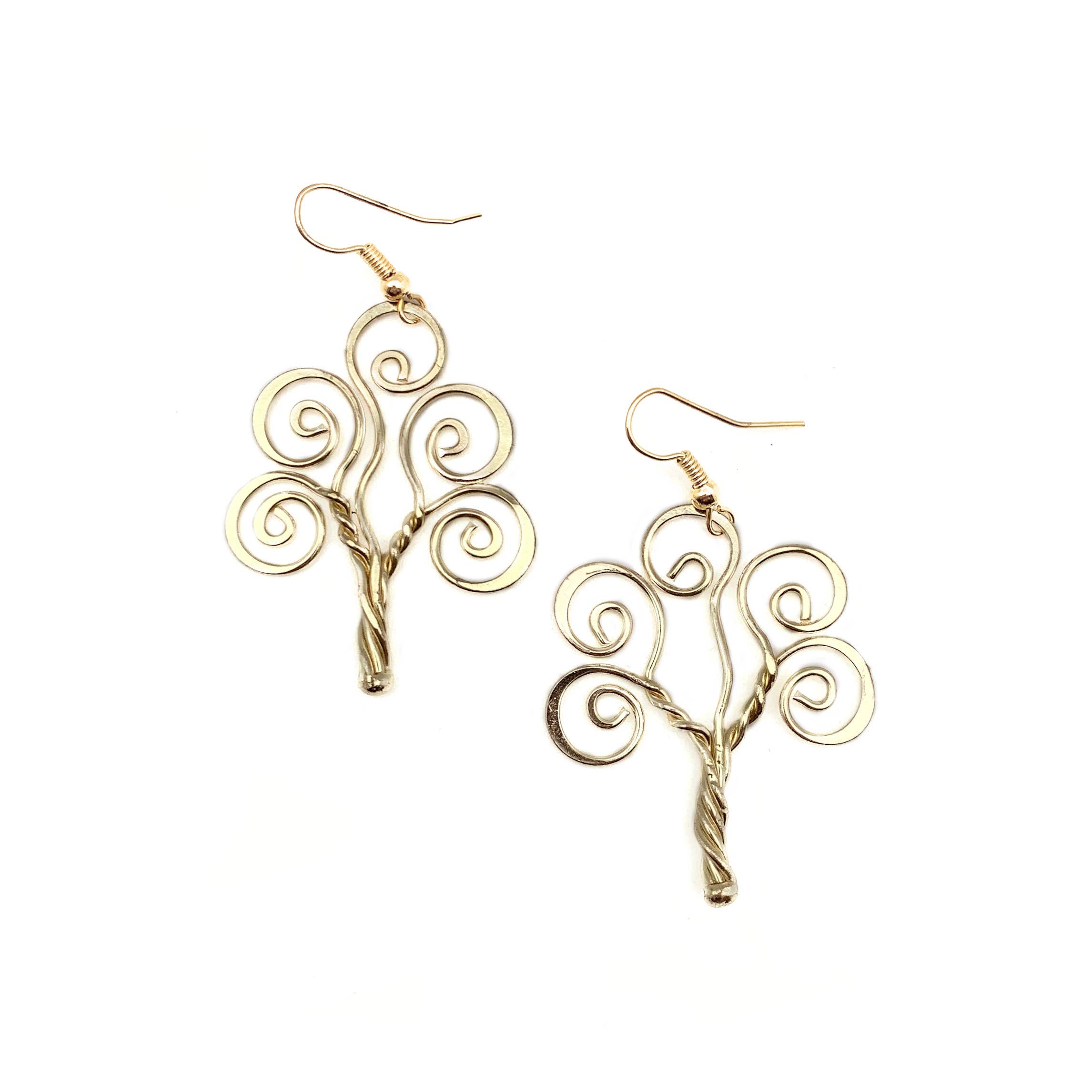 Gold Plated Earrings - Curly Tree