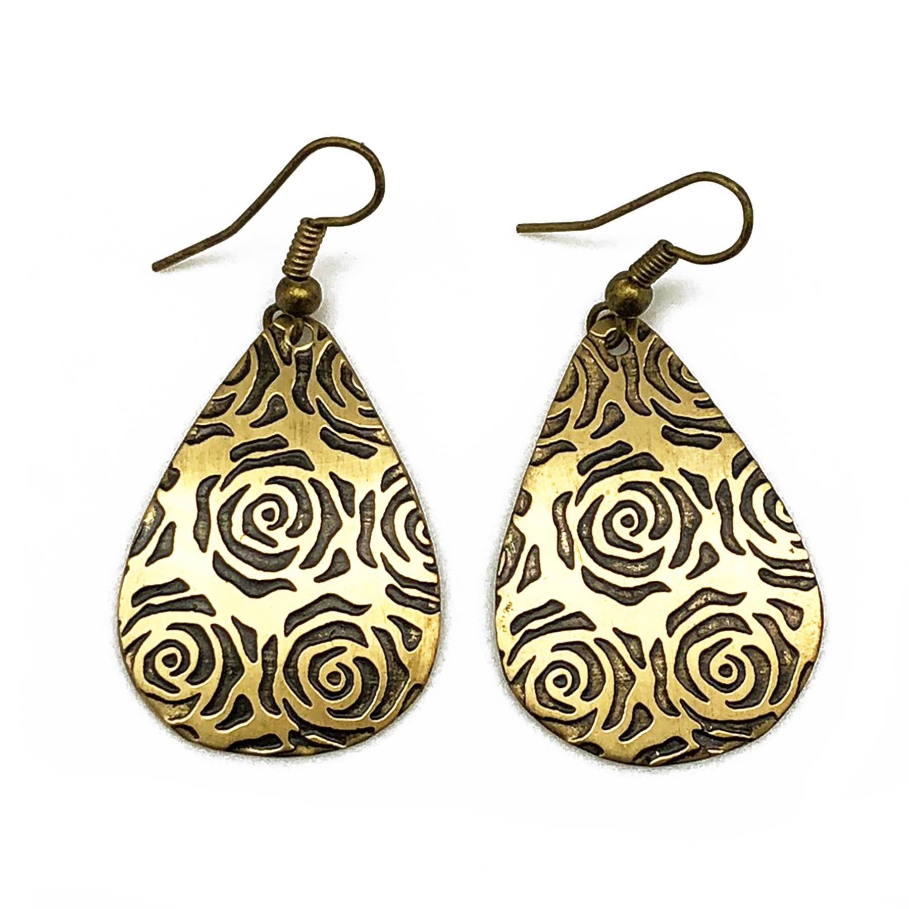 Roses Brass Engraved Earrings