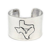 Silver Adjustable Cuff Bracelet - Texas with Longhorn