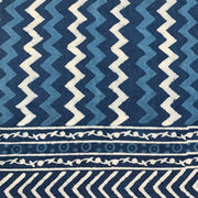 Block Printed Cotton Scarf - Blue and Navy Chevron Stripes