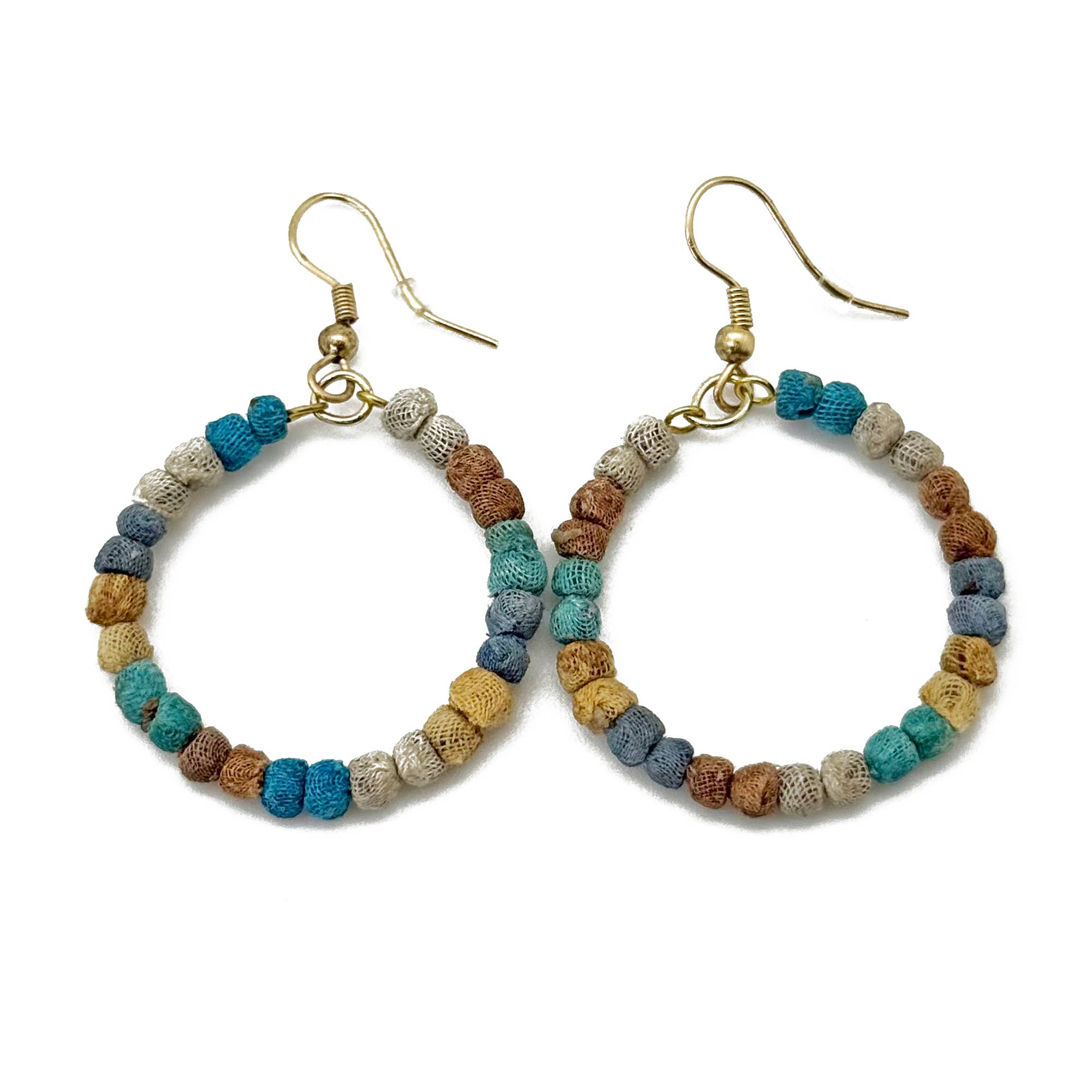 Aasha Monochrome Kantha Handcrafted Hoop Earrings