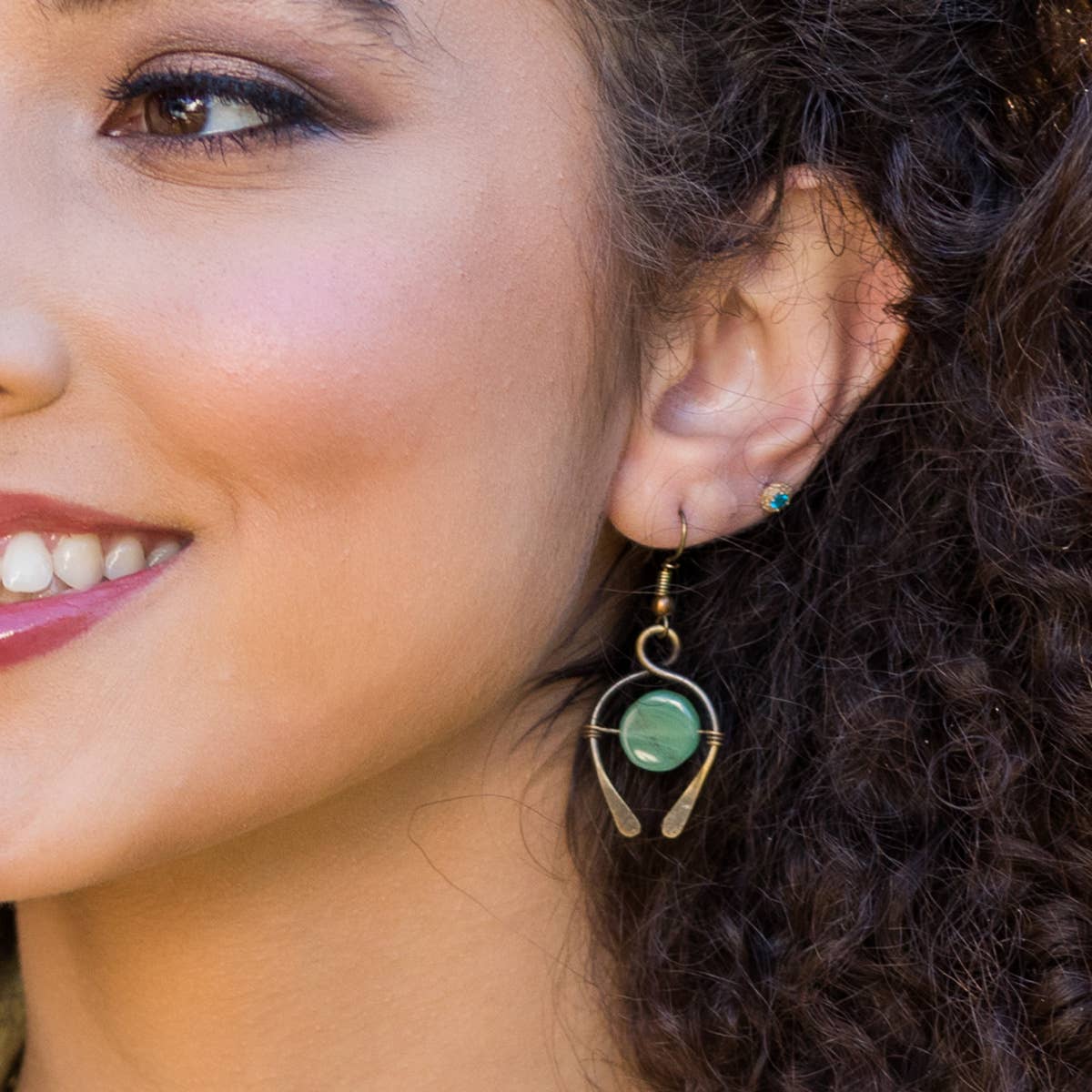 Banjara Aventurine Stone Horse Shoe Earrings