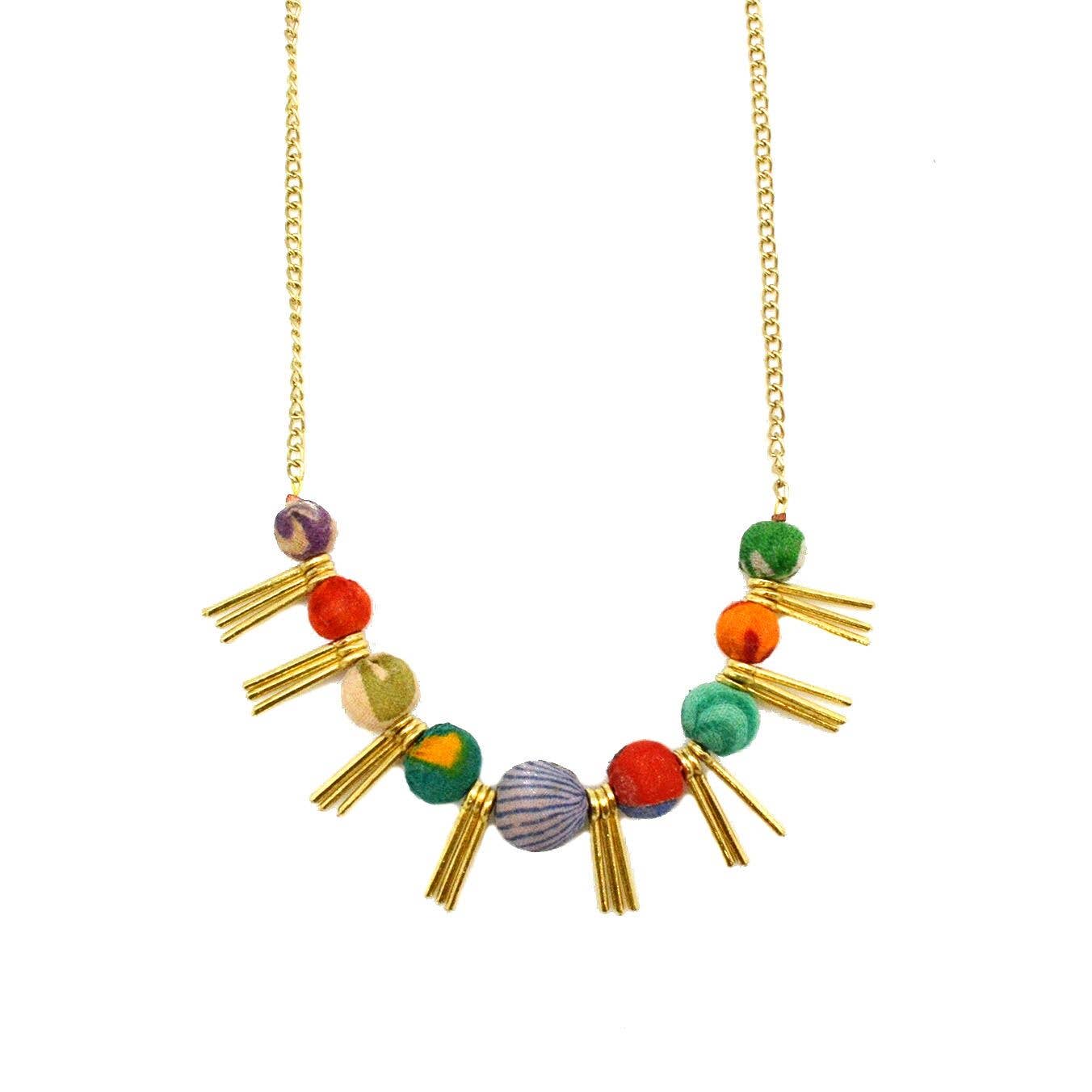 Aasha Beaded Kantha Handcrafted Spikes Necklace