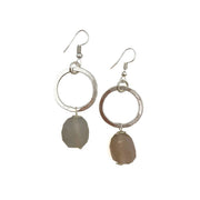 Silver-Plated Long Earrings With Chalcedony Stones