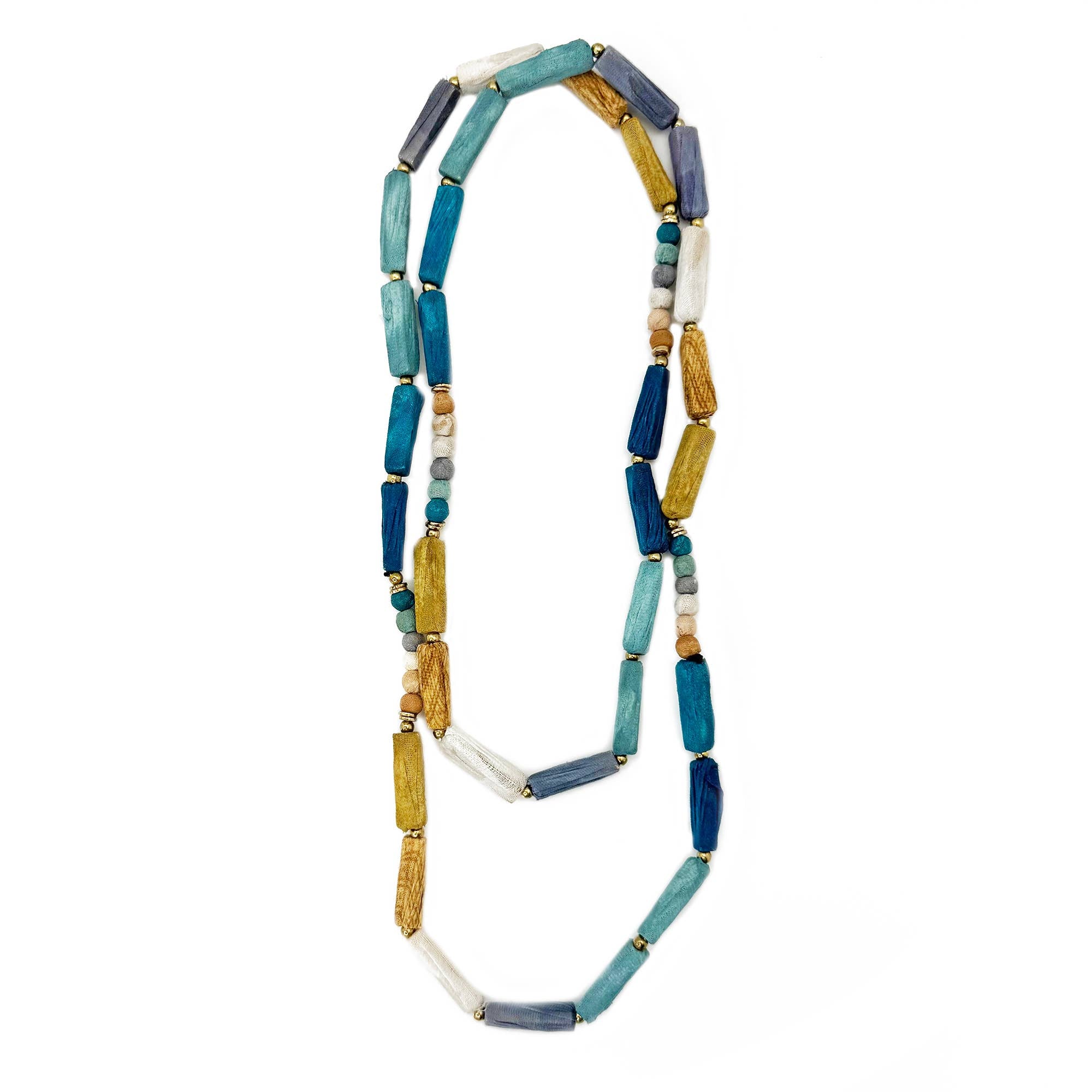 Aasha Monochrome Kantha Handcrafted Long Rope Necklace