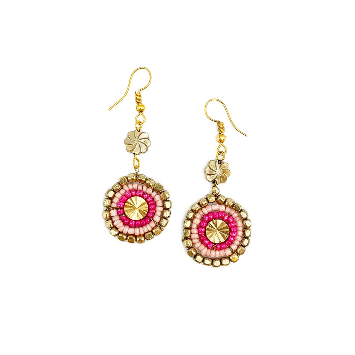 Sachi Cerise Collection Earrings - Layered Gold Bead Discs