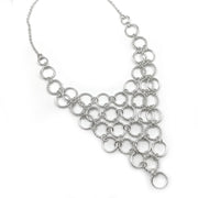 Silver Plated Necklace - Braided and Smooth Rings