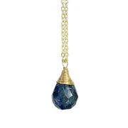 Gold-Plated Lapis Lazuli Teardrop Necklace