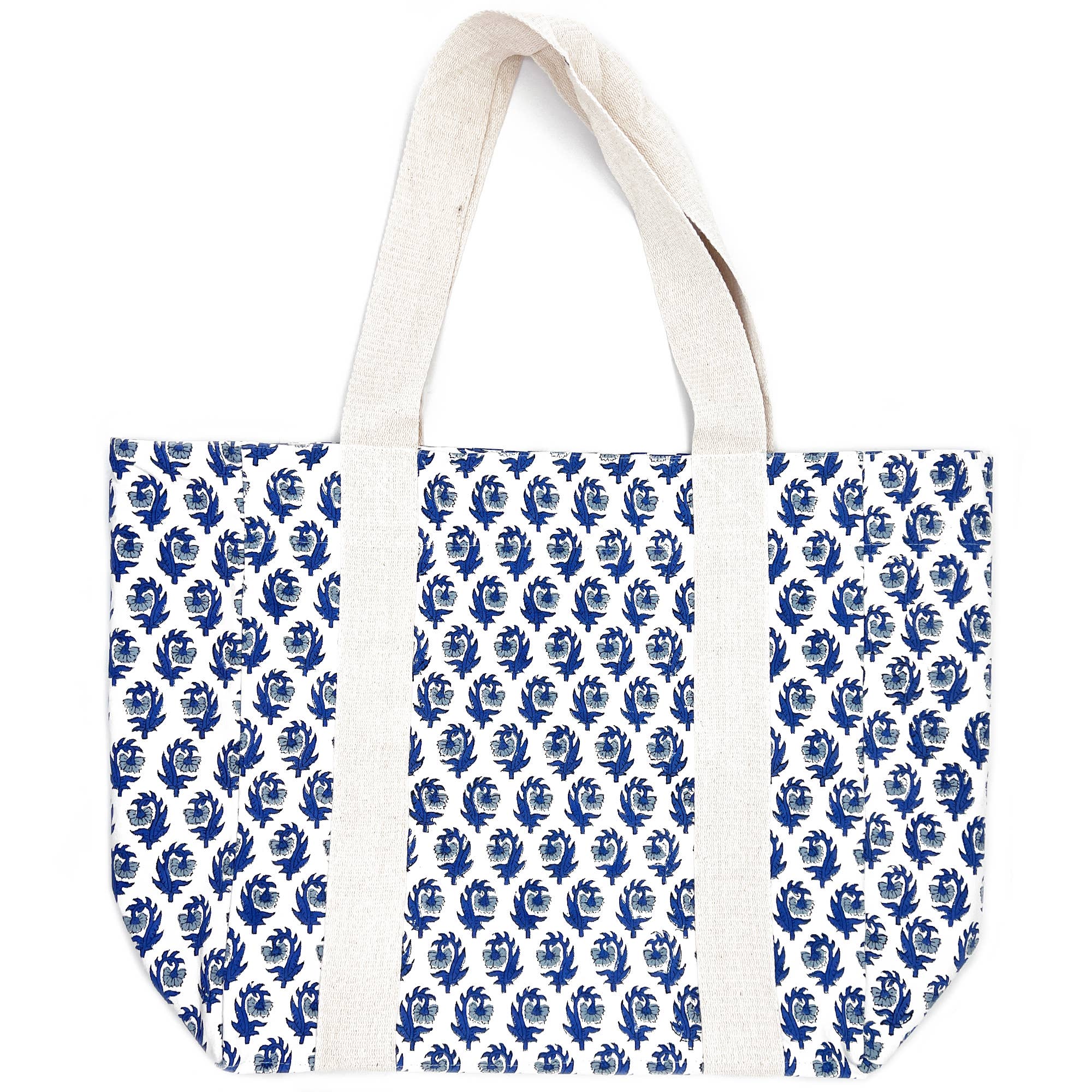 Handcrafted Canvas Bag with Block-Printed Captivating Blooms