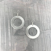 Silver Plated Earrings - Thick Brushed Circles
