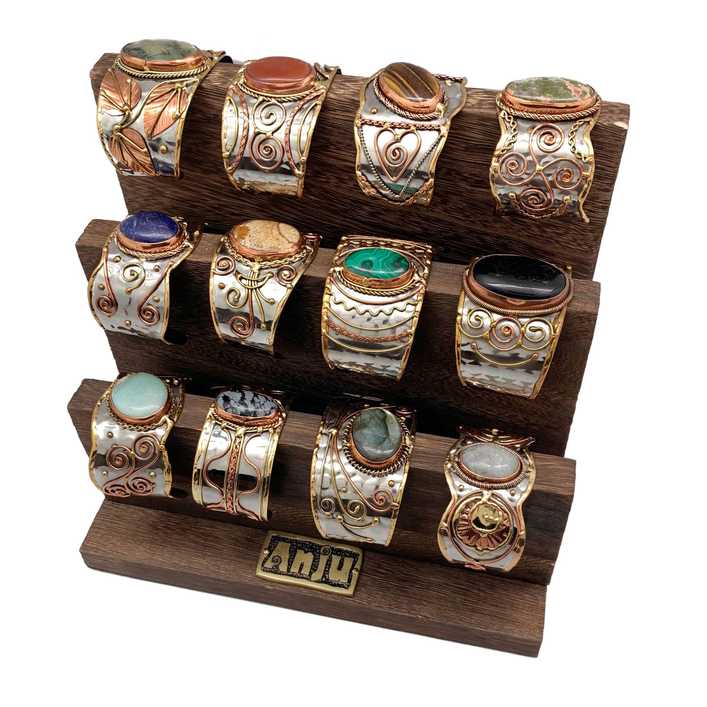 Three-Tier Wooden Cuff Bracelet Display