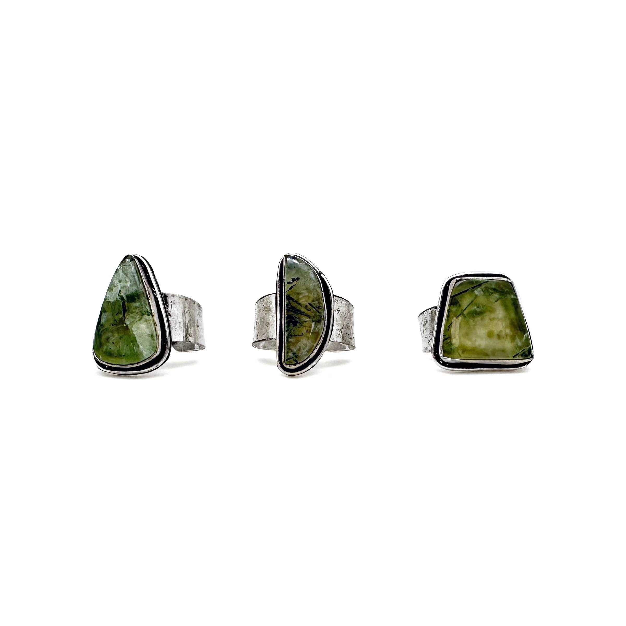 Handcrafted Kashi Semiprecious Stone Ring - Prehnite