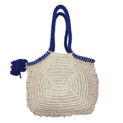 Amalfi Jute and Cotton Rope Bags - Natural with blue rope