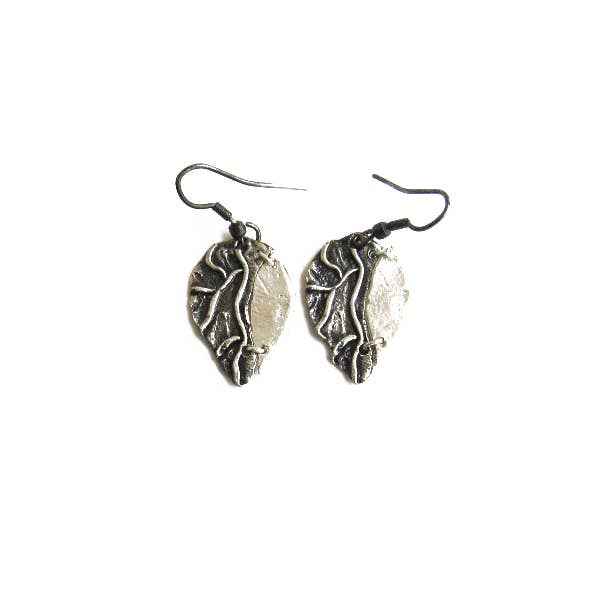 Pewter Earrings - Two Tone Leaf