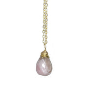 Gold-Plated Pink Opal Teardrop Necklace
