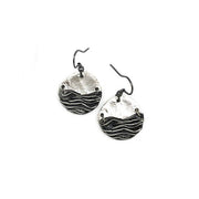 Pewter Earrings - Pieced Circles with Waves