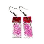 Pewter Earrings with Color Enamel - Red/Pink