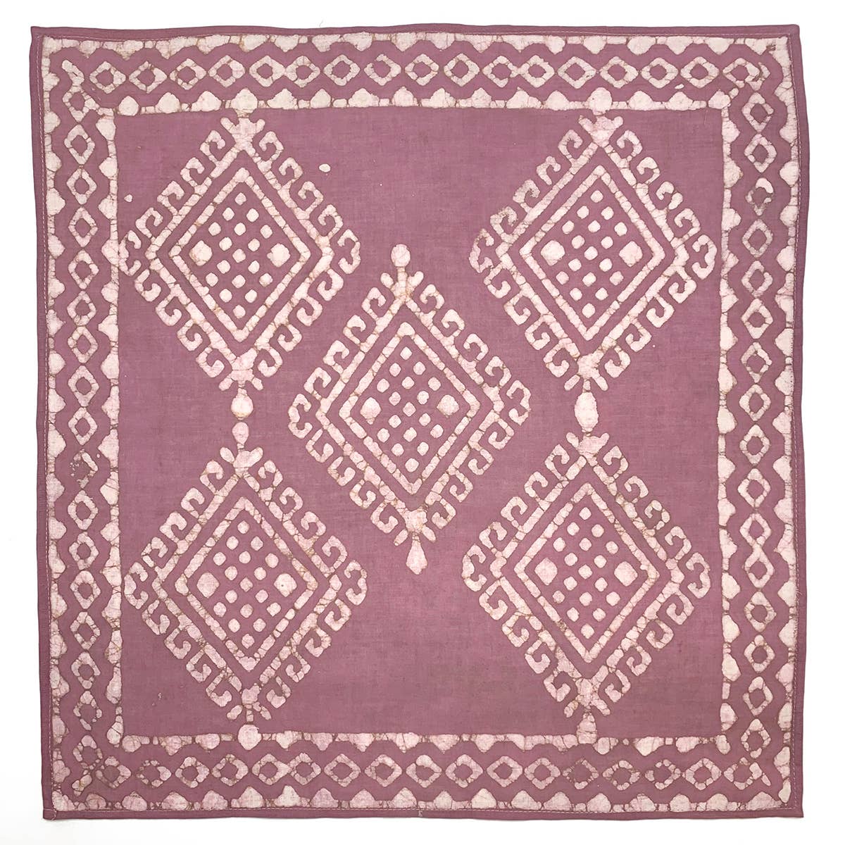 Block Printed Bandana - Mauve Pink Geometric Diamond Print