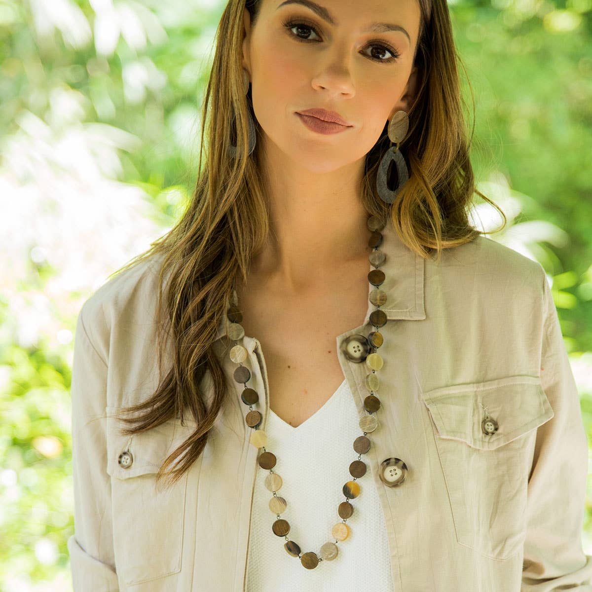 Omala Autumn Neutrals Collection Necklace - Long Round Beads