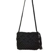 Adira Woven Cotton Crossbody Macrame Bags - Black