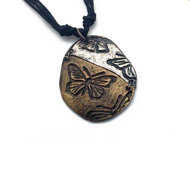 Pewter Necklace - Pieced Butterfly