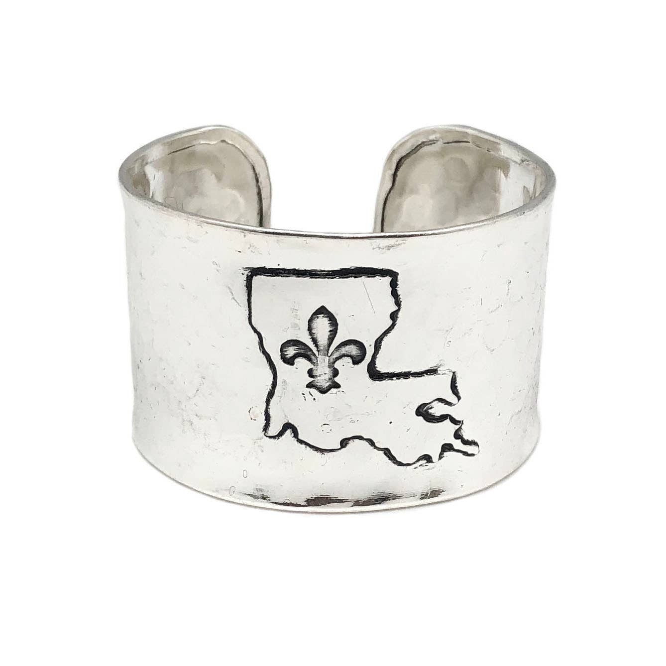 Silver Adjustable Cuff Bracelet - Louisiana Fleur-de-Lis