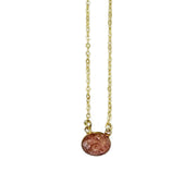 GoldPlated Necklace with SemiPreciousStone Strawberry Quartz