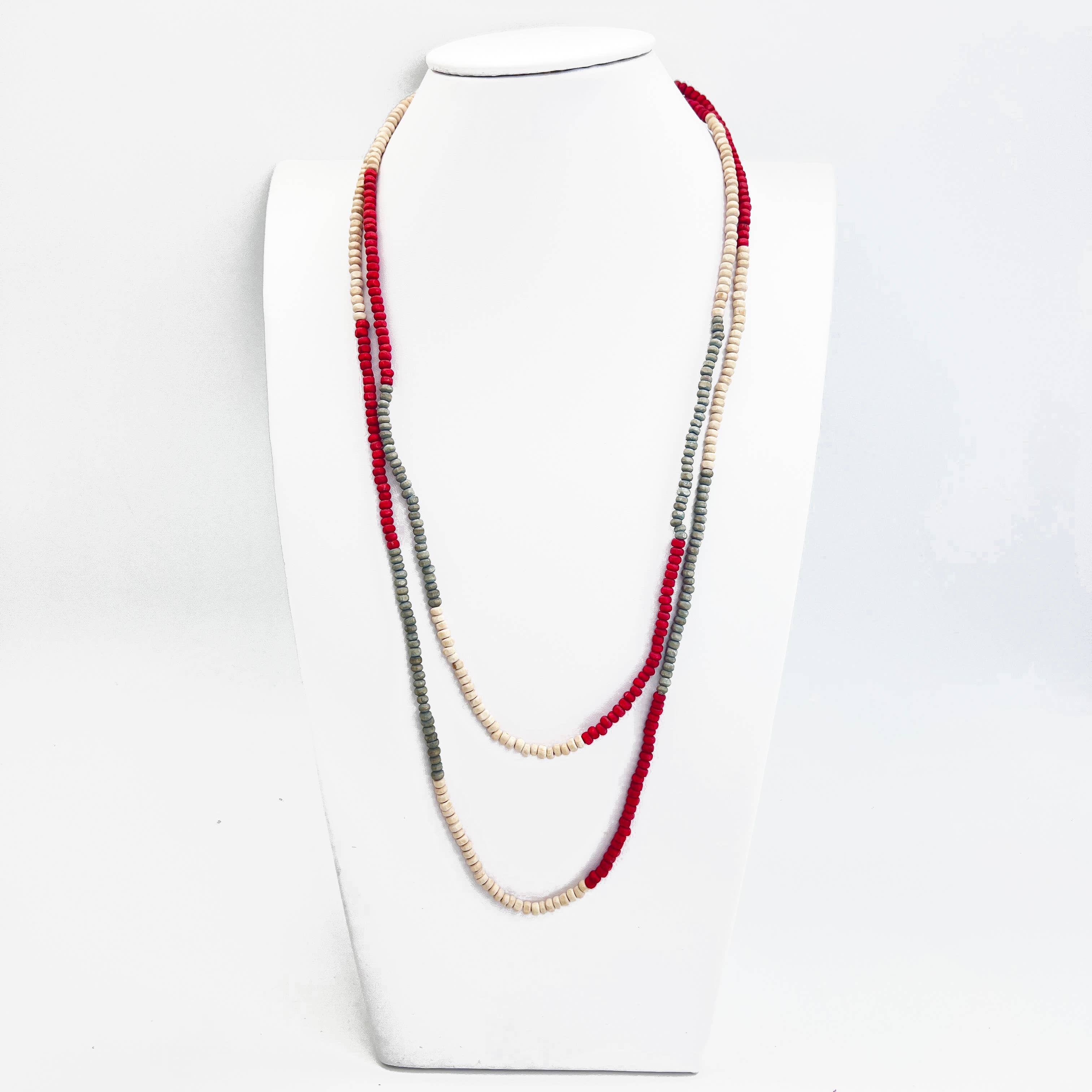 Prismatic Hues Necklace - Gray, Crimson, White