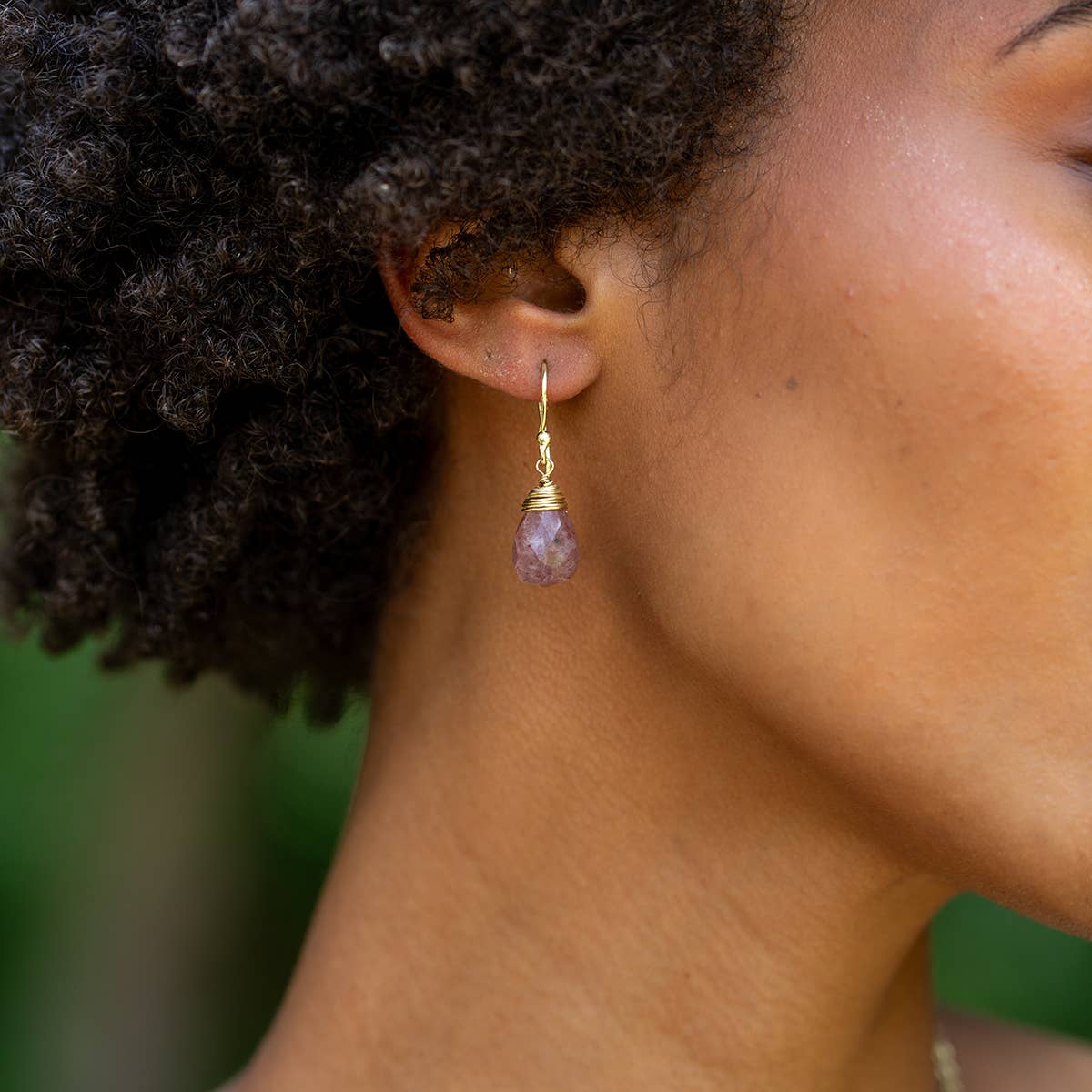 Gold-Plated Strawberry Quartz Teardrop Earrings