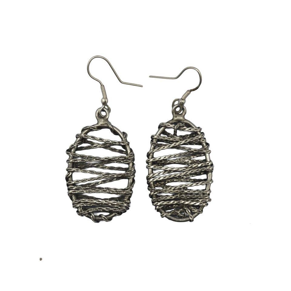 Basketweave Chain in Oval Earrings
