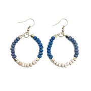 Prismatic Hues Hoop Earrings - Blue, Navy, White