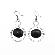 Banjara Circle Frame Black Onyx Earrings