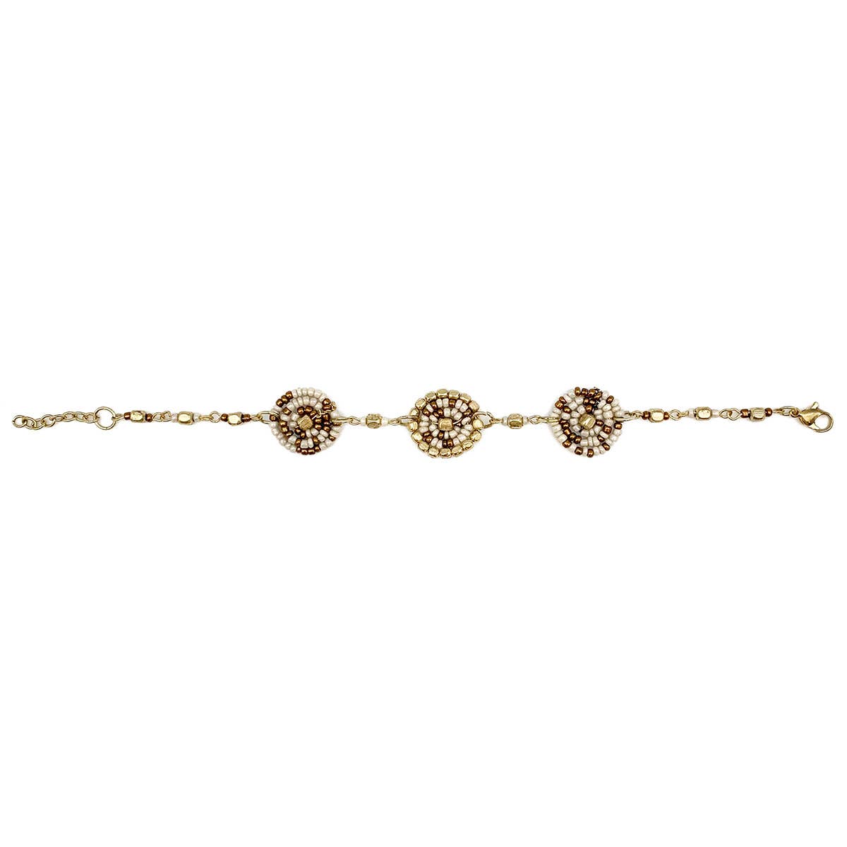 Sachi Coffee & Cream Collection Bracelet - Three Small Discs