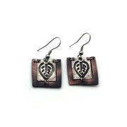 Pewter Earrings - Leaf Cutout in Frame